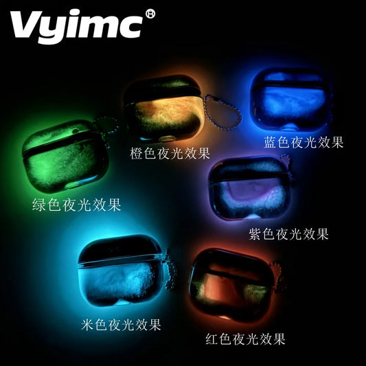 Luminous Glitter Quicksand Earphone Case for AirPods Pro 4 3 2 1 Luxury Moving Sand Sparkles Brilliant Dark Headphone Cover